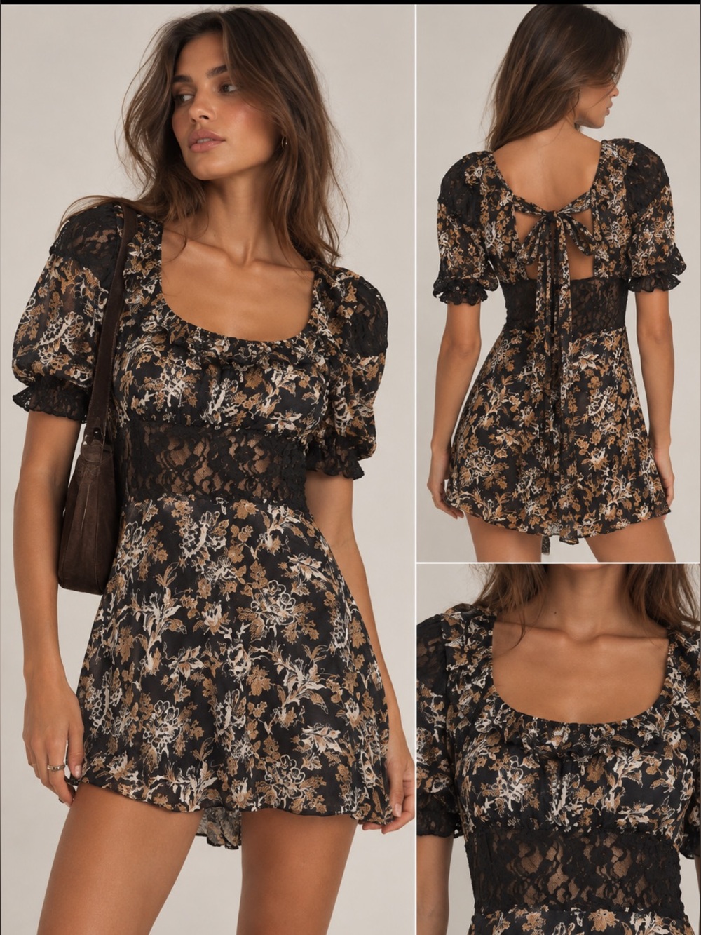 Free People Lucie Black Floral Lace Dress